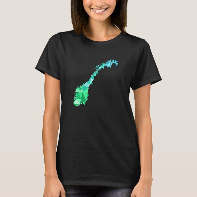 Camiseta Mapa de Noruega en Escándalo Geométrico Estilo Pol (Anverso)