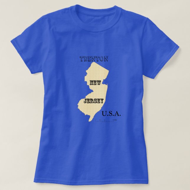 Camiseta - Mapa de Nueva Jersey con Ciudad (Diseño del anverso)