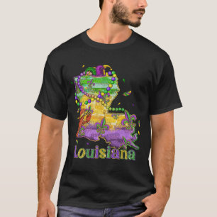 Camiseta Mapa de Nueva Orleans Louisiana Flor de Lis Mardi