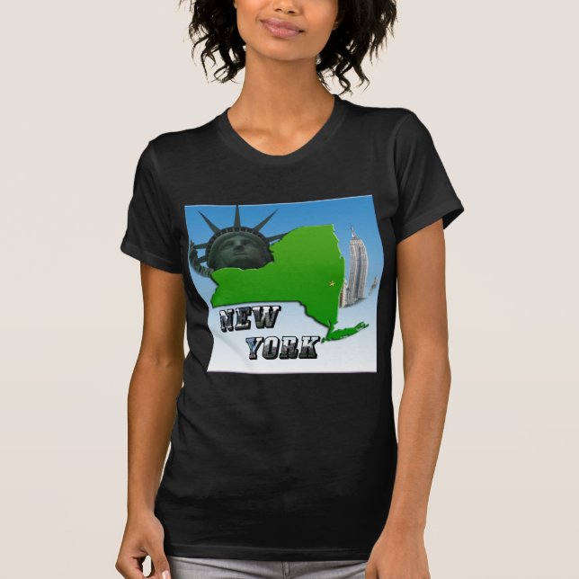 Camiseta Mapa de Nueva York, estatua de la libertad, monume (Anverso)