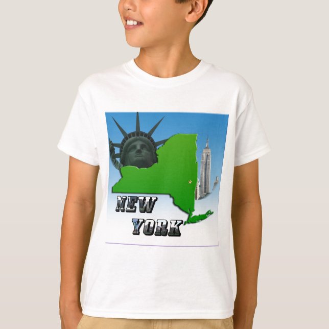 Camiseta Mapa de Nueva York, estatua de la libertad, monume (Anverso)