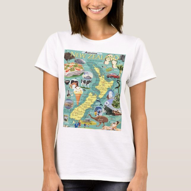 Camiseta Mapa de Nueva Zelanda (Anverso)