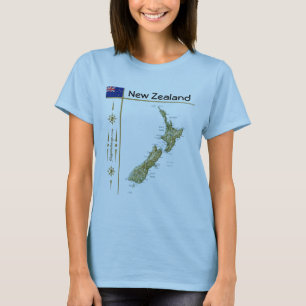 Camiseta Mapa de Nueva Zelanda + Bandera + Título