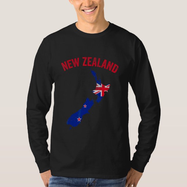 Camiseta Mapa de Nueva Zelanda con bandera de Nueva Zelanda (Anverso)