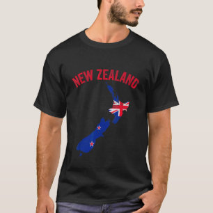 Camiseta Mapa de Nueva Zelanda con bandera de Nueva Zelanda