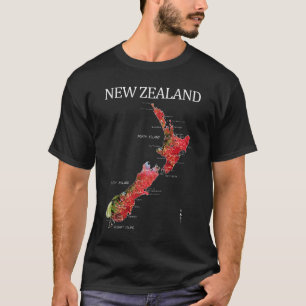 CAMISETA MAPA DE NUEVA ZELANDIA KIWI POHUTUKAWA