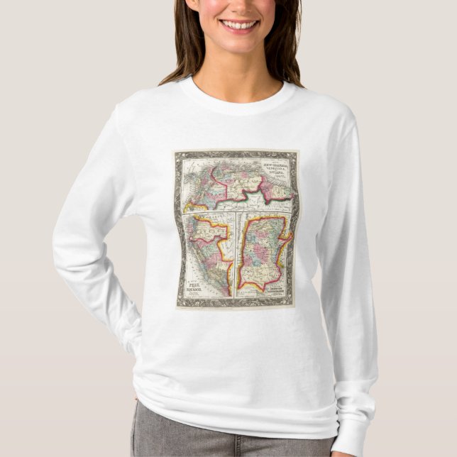 Camiseta Mapa de nuevas Granada, Venezuela, y Guayana (Anverso)