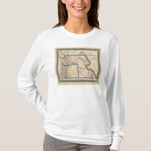 Camiseta Mapa de Oregon, Washington (Anverso)