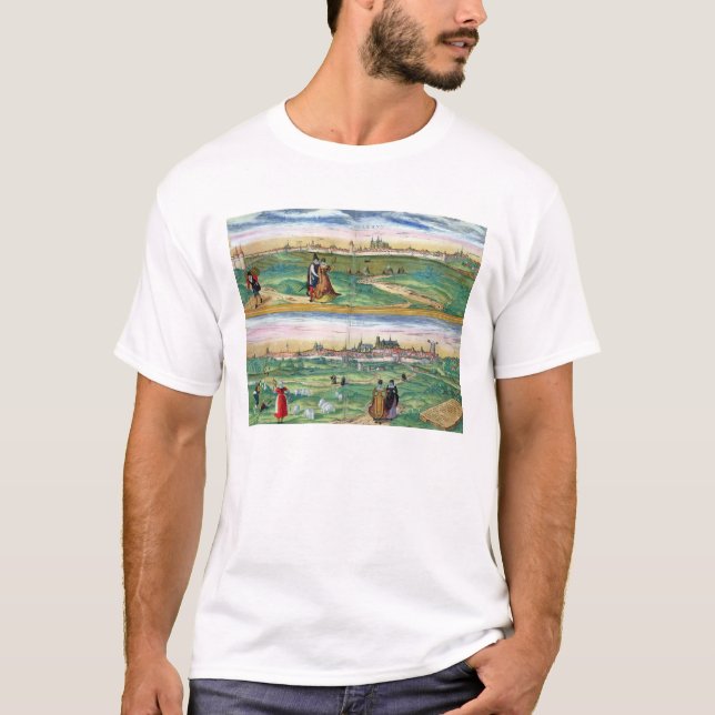 Camiseta Mapa de Orleans y de Bourges, de 'Civitates Orbis (Anverso)