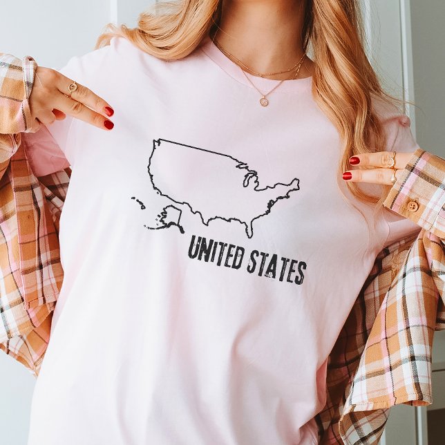 Camiseta Mapa de país de Estados Unidos Forma de frontera E (Subido por el creador)