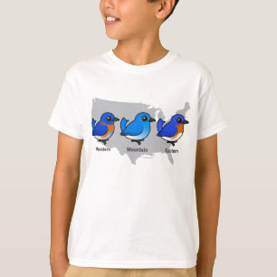 Camiseta Mapa de pájaro azul