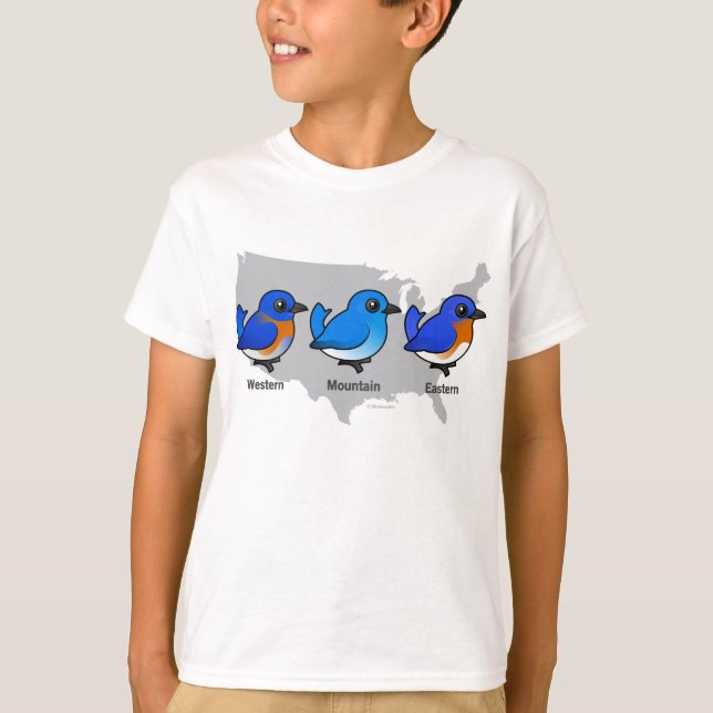 Camiseta Mapa de pájaro azul (Anverso)