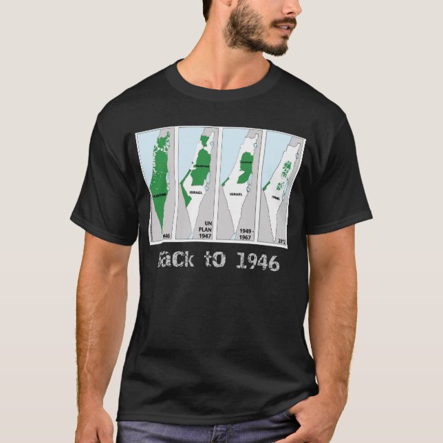 Camiseta Mapa de Palestina, de vuelta a 1946, bandera de Pa (Anverso)