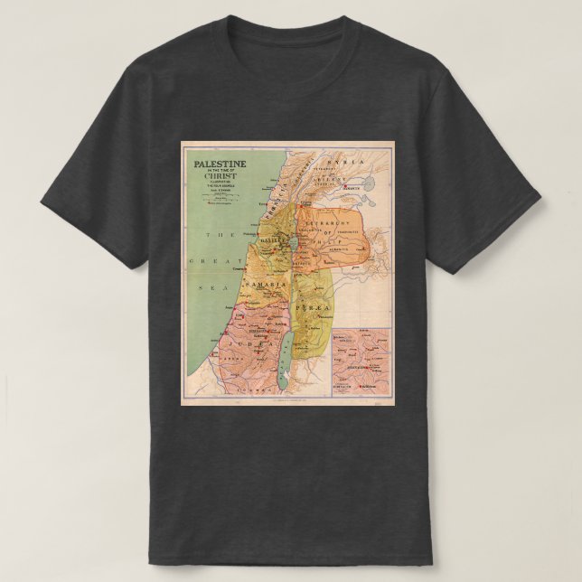 Camiseta Mapa de Palestina en el tiempo de Cristo a 70 A (Diseño del anverso)