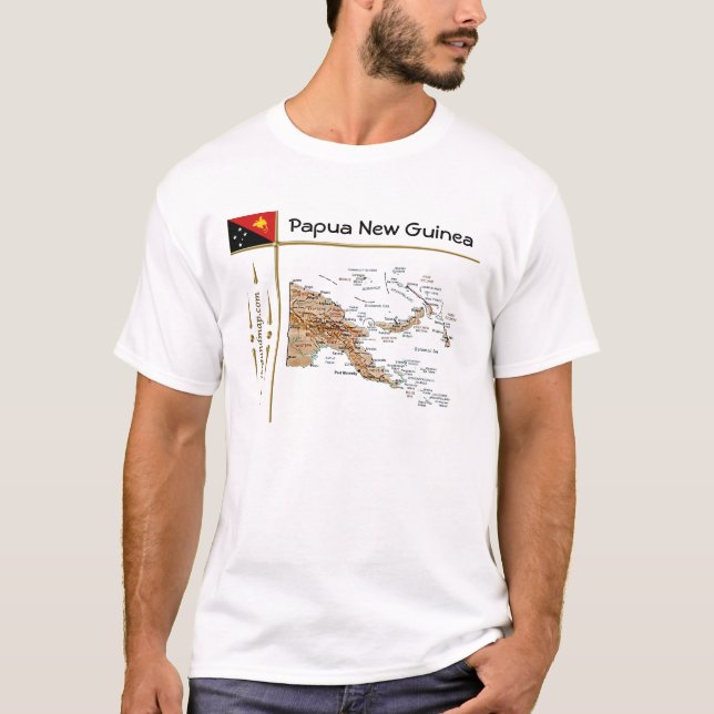 Camiseta Mapa de Papúa Nueva Guinea + Bandera + Cargo camis (Anverso)