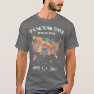 Camiseta Mapa de Parques Nacionales de Estados Unidos Prese