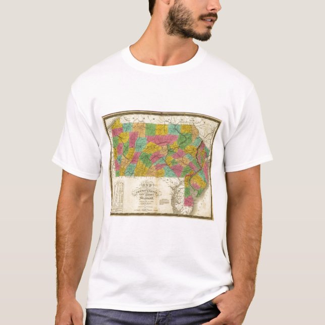 Camiseta Mapa de Pennsylvania, de New Jersey, y de Delaware (Anverso)