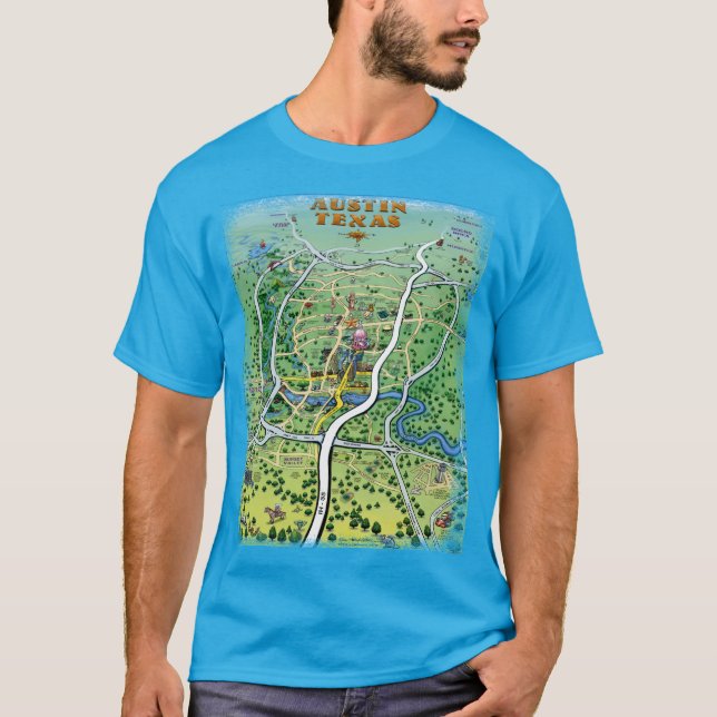 Camiseta Mapa de Personalizados de Austin Texas (Anverso)