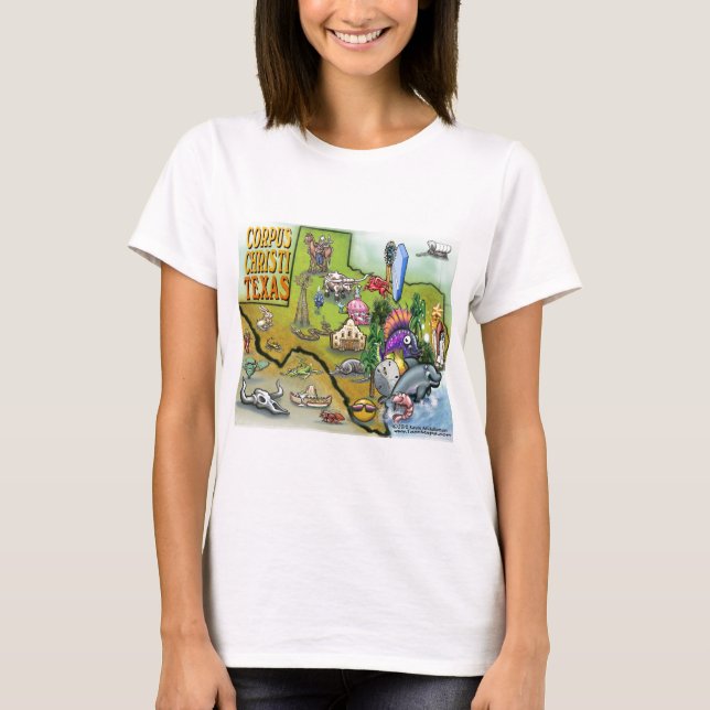 Camiseta Mapa de Personalizados de Corpus Christi Tx (Anverso)