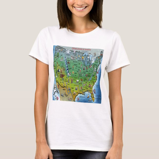 Camiseta Mapa de Personalizados de EE.UU. (Anverso)