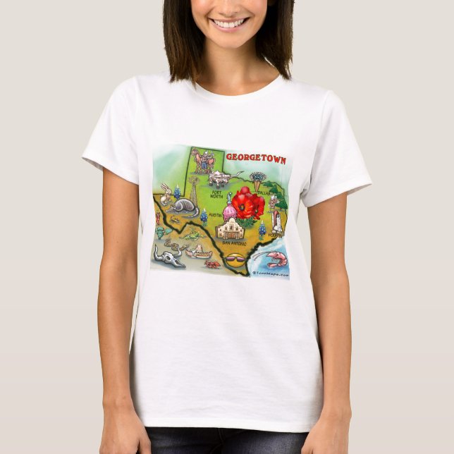 Camiseta Mapa de Personalizados de Georgetown Texas (Anverso)