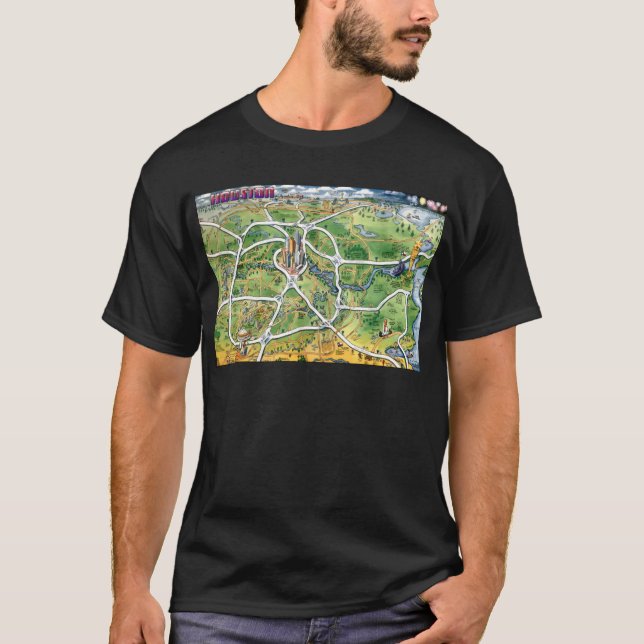 Camiseta Mapa de Personalizados de Houston Texas (Anverso)