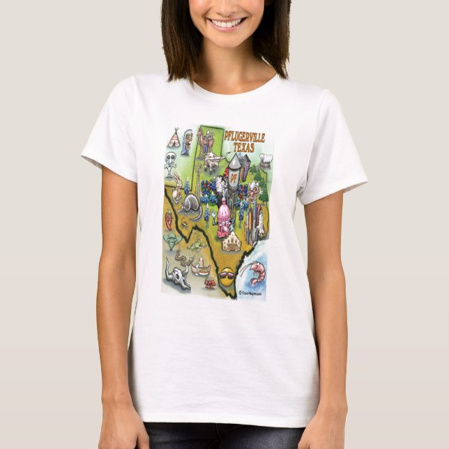 Camiseta Mapa de Personalizados de Pflugerville Texas (Anverso)