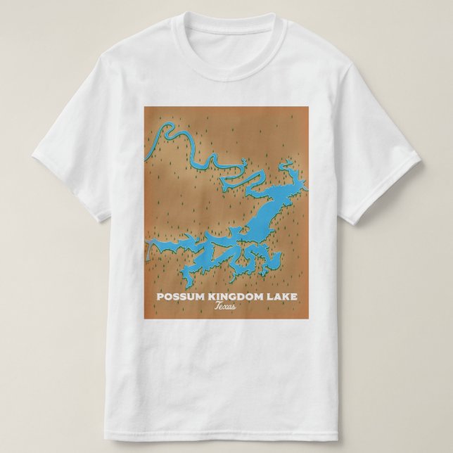 Camiseta Mapa de Possum Kingdom Texas (Diseño del anverso)