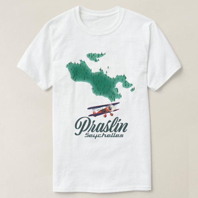 Camiseta Mapa de Praslin Seychelles (Diseño del anverso)