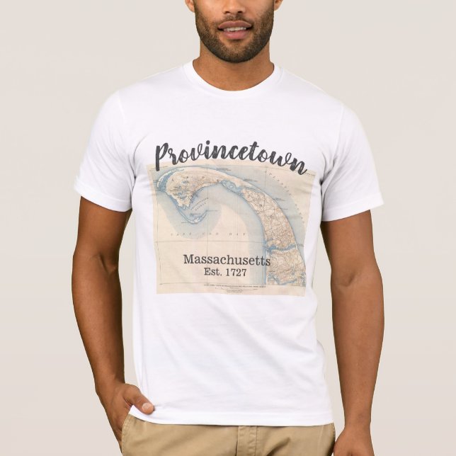 Camiseta Mapa de Provincetown Massachusetts, hombres (Anverso)
