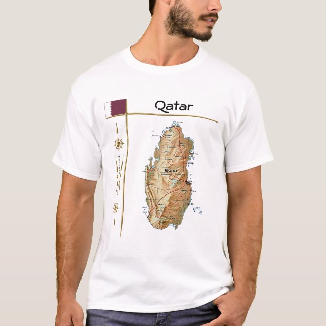 Camiseta Mapa de Qatar + Bandera + Carretera (Anverso)