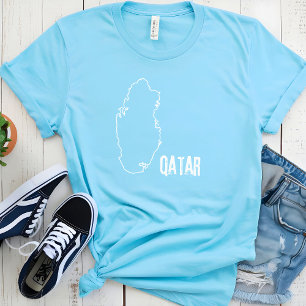 Camiseta Mapa de Qatar Línea Fronteriza Fronteriza con Qata