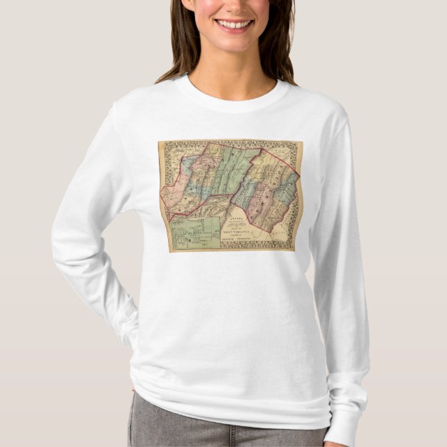 Camiseta Mapa de Randolph, condados de Pendleton (Anverso)