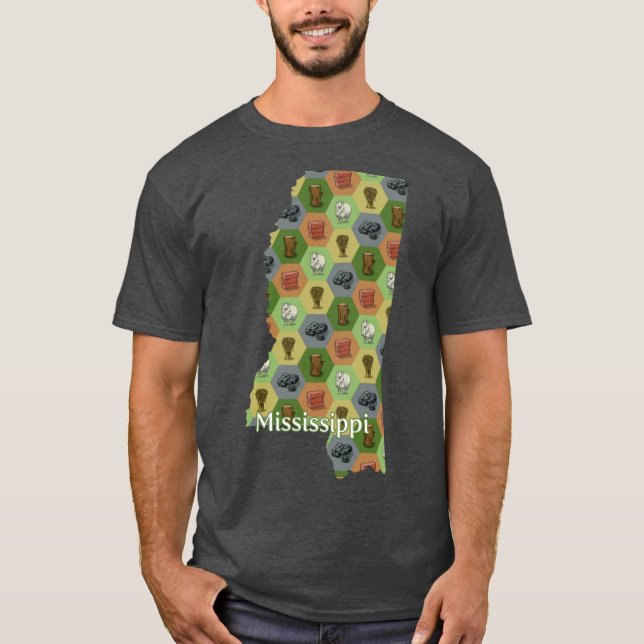 Camiseta Mapa de recursos de juegos de mesa de Mississippi  (Anverso)