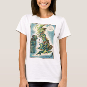 Camiseta Mapa de recursos de la Gran Bretaña Vintage