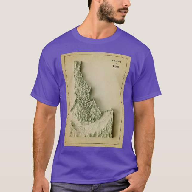 Camiseta Mapa de relieve de Idaho 3D renderizado digitalmen (Anverso)