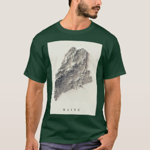 Camiseta Mapa de relieve sombreado de Maine 3D renderizado 