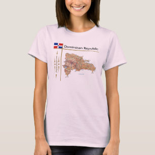 Camiseta Mapa de República Dominicana + Bandera + Título 