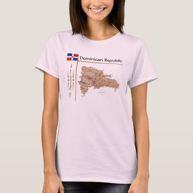 Camiseta Mapa de República Dominicana + Bandera + Título ca (Anverso)