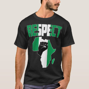 Camiseta Mapa de Respeto a Nigeria con bandera nigeriana en