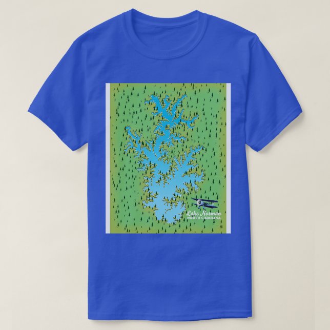 Camiseta Mapa de retro del lago Norman South olina (Diseño del anverso)