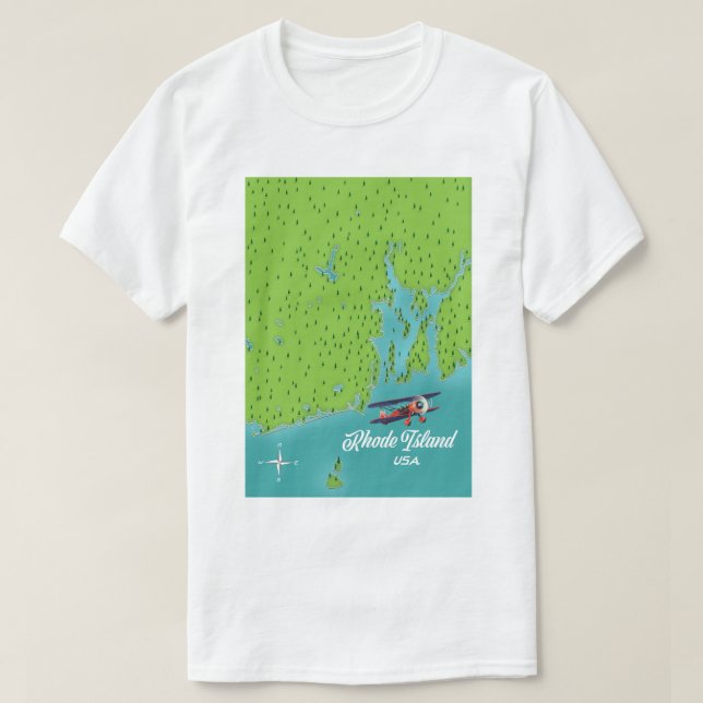 Camiseta mapa de Rhode Island EE. UU. (Diseño del anverso)