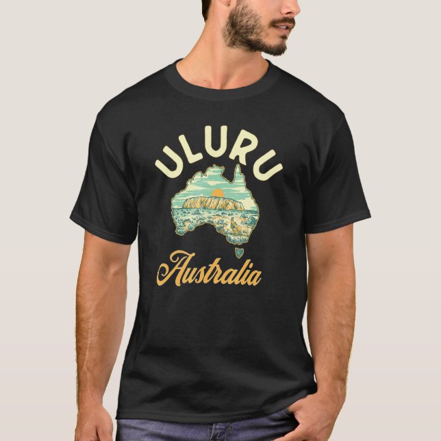 Camiseta Mapa De Rock Uluru Ayres De Australia Diseño De Re (Anverso)