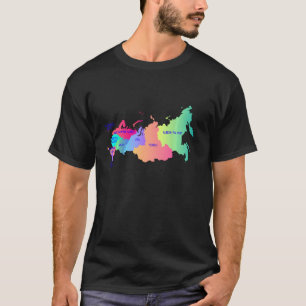 Camiseta Mapa de Rusia con regiones de nombre Federación de