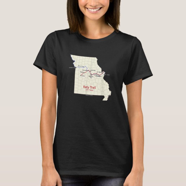 Camiseta Mapa de ruta de Katy Trail (Anverso)