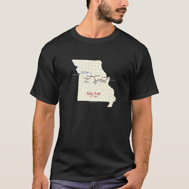 Camiseta Mapa de ruta de Katy Trail (Anverso)