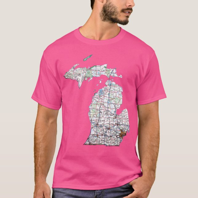 Camiseta Mapa de ruta de Michigan (Anverso)