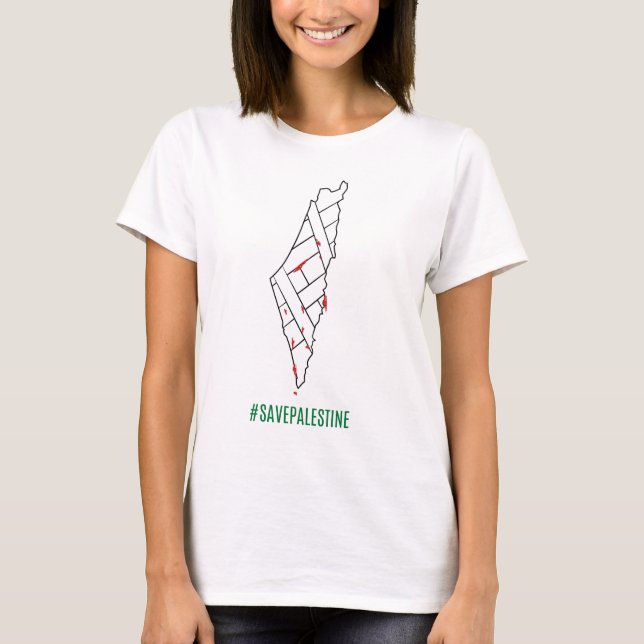 Camiseta Mapa de sangrado de Save Palestine - Libertad para (Anverso)
