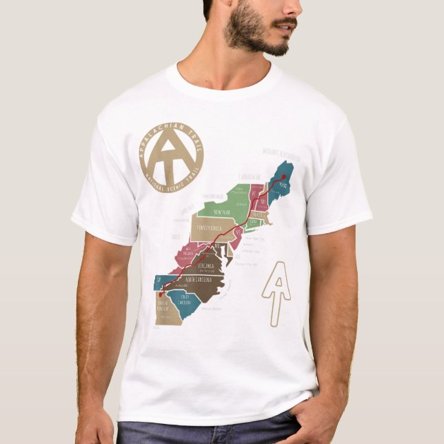 Camiseta Mapa de Senderismo de Apalaches  (Anverso)
