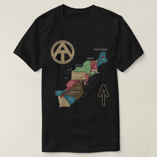 Camiseta Mapa de Senderismo de Apalaches  (Diseño del anverso)